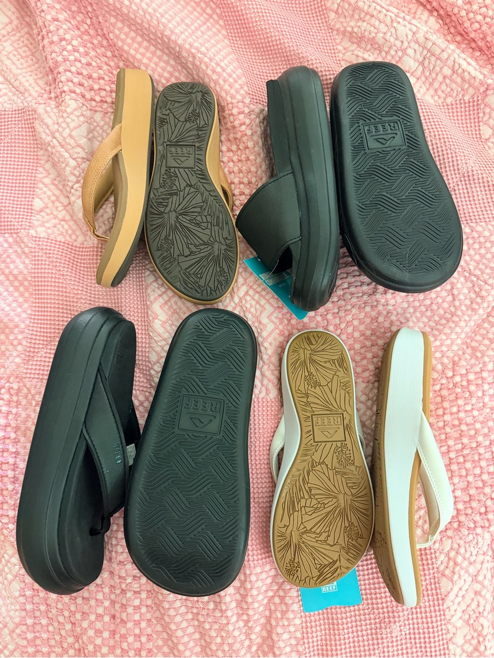 Reef Cushion Comfort Slides and Flip-Flops in Black, Tan, White - Picture 2 of 6